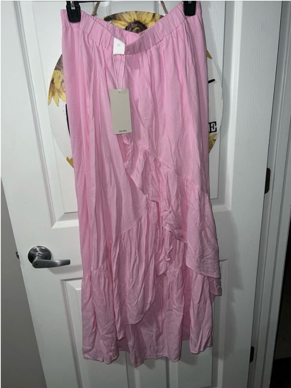 Halara Breezeful Pink Ruffled Maxi Casual Skirt - Women's Flowy Skirt Large